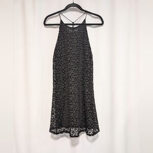 Zara Black Floral Lace Backless Dress